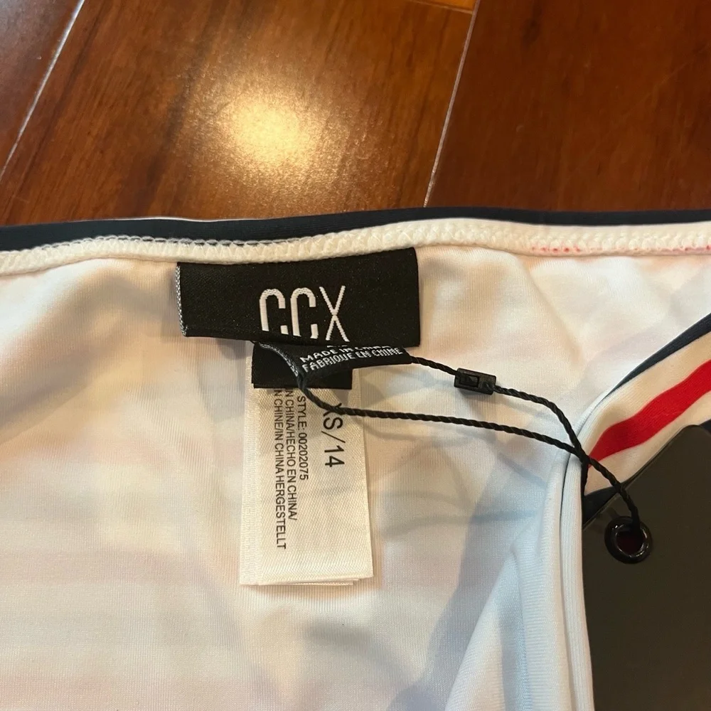 New NWT CCX by City Chic Daisy Stripe Bikini Bottom Red White Brief Swim Size 14